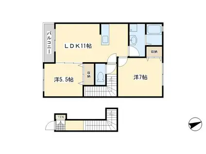 ファミリーヒルズ星ヶ丘 I(2LDK/2階)の間取り写真