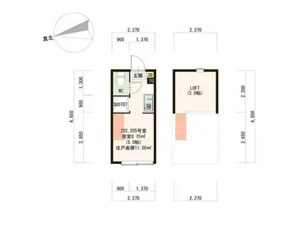 ラ メゾン ミール(ワンルーム/2階)の間取り写真