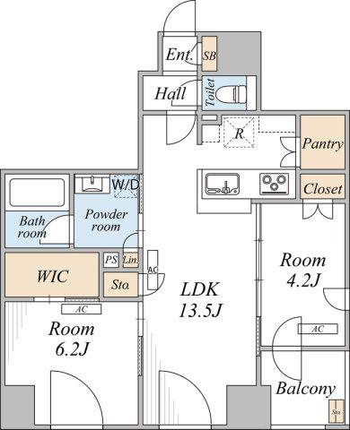 THE MAYFAIR(2LDK/6階)の間取り写真