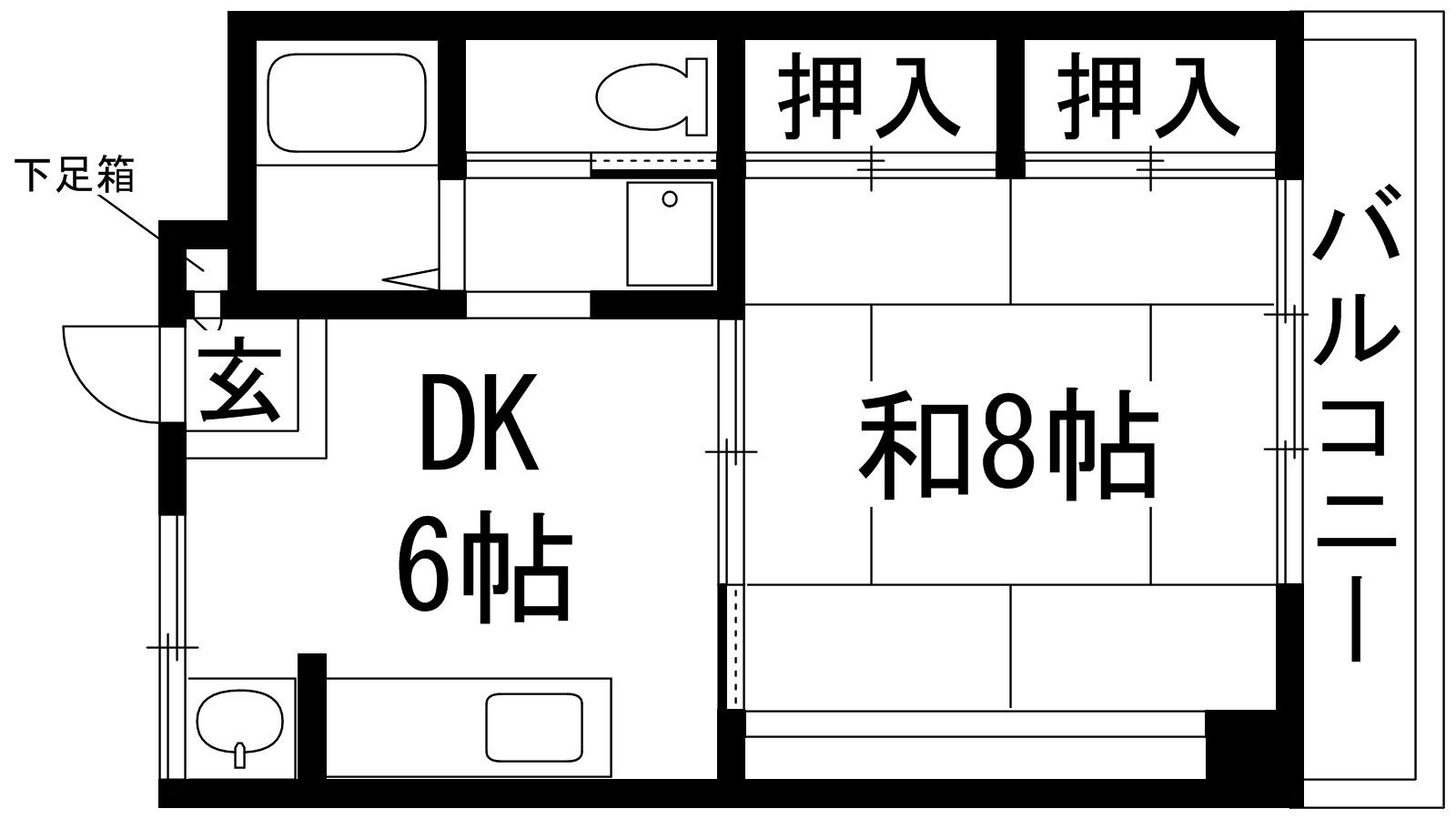 メゾンイン宝塚(1DK/2階)の間取り写真