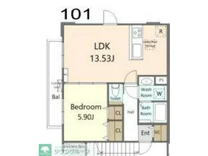 アゼリア(1LDK/2階)の間取り写真