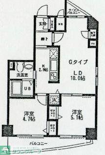 ラスカシエロ下北沢(2LDK/6階)の間取り写真
