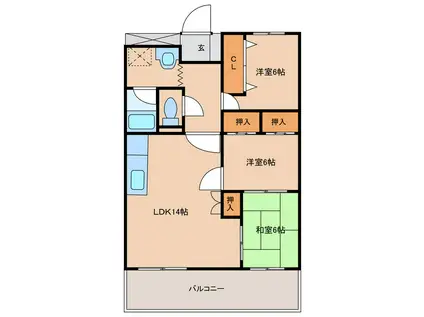 ジュネス西の台(3LDK/6階)の間取り写真