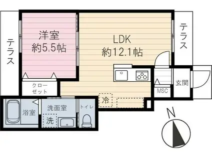 アーバンドエル駒込(1LDK/1階)の間取り写真