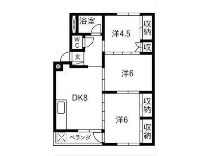 朝霧ビル(3DK/3階)の間取り写真