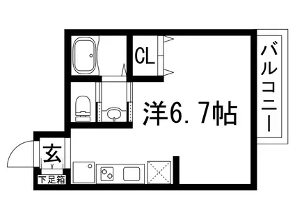 AILE石橋3(1K/3階)の間取り写真