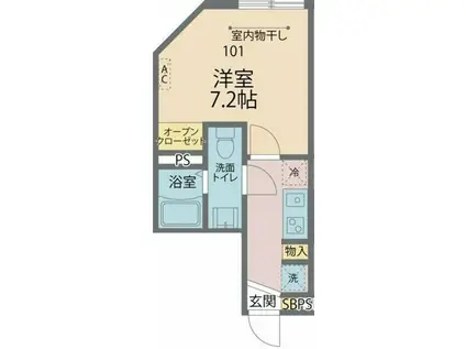 カインドネス西橋本(1K/1階)の間取り写真