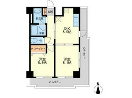 デイム橋本(2DK/2階)の間取り写真