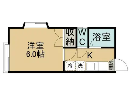 シャトー東仙台(1K/2階)の間取り写真