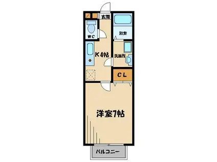 コンフォートII(1K/2階)の間取り写真