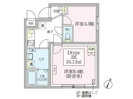 スカイラシクラス田園調布本町(2K/4階)の間取り写真