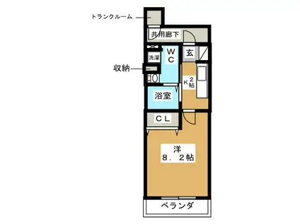 COCOA桜新町(1K/1階)の間取り写真