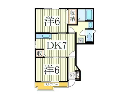 エスパシオII(2DK/1階)の間取り写真