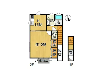 レジデンス南柳町(1K/2階)の間取り写真