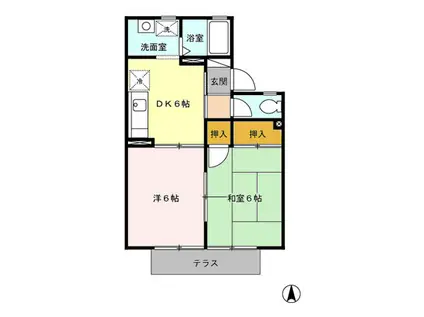 ヴィラモデルナB(2DK/1階)の間取り写真