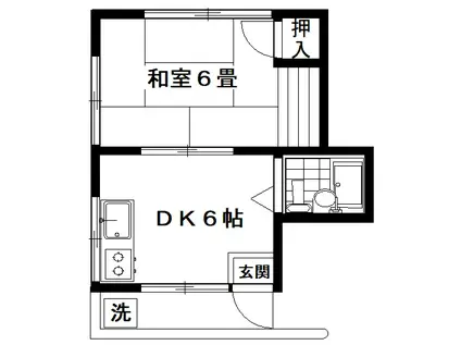 ゆりハイツ(1DK/2階)の間取り写真
