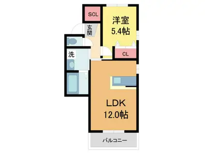 プレシャス小松II(1LDK/1階)の間取り写真