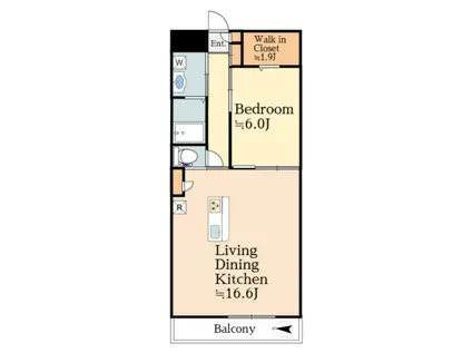 ディアルベルジェ・エスパシオ(1LDK/2階)の間取り写真