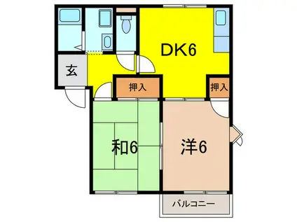ファミール仁川II(2DK/1階)の間取り写真