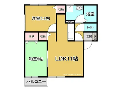 サンパティ(2LDK/2階)の間取り写真