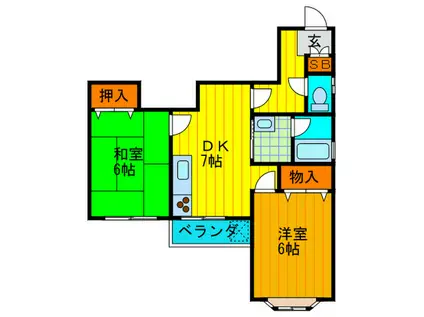 橋本ハイツ(2DK/2階)の間取り写真