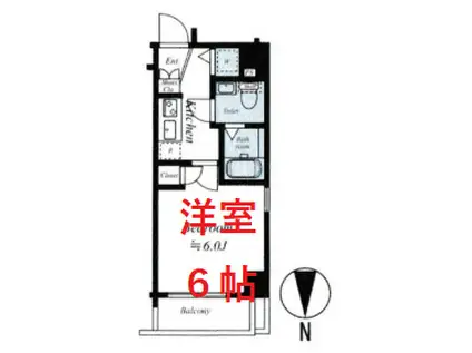 ジーベック中延(1K/2階)の間取り写真