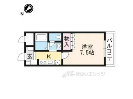 サンハイツオクヤマⅡ(1K/2階)の間取り写真