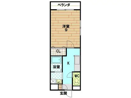 マリベール共立(1K/1階)の間取り写真