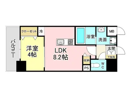 LEGEND紺屋町(1LDK/8階)の間取り写真