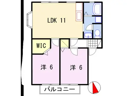 グリーンハイツ C棟(2LDK/2階)の間取り写真