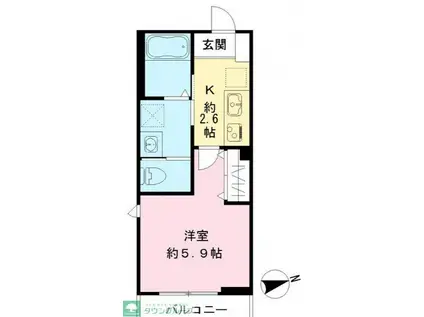 ウィステリア S(1K/1階)の間取り写真