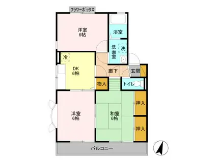 セジュール三橋2(3DK/2階)の間取り写真