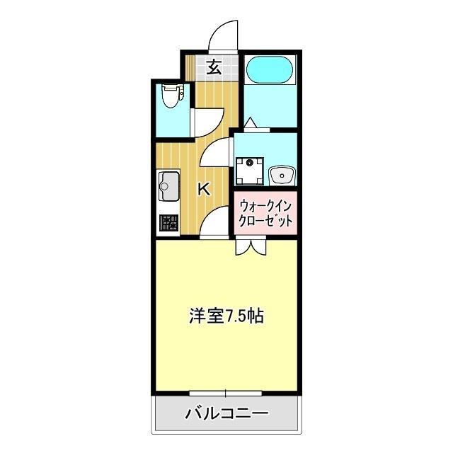 ポルトフィーノ長岡(1K/2階)の間取り写真