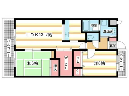 リジェール菅原(2LDK/2階)の間取り写真