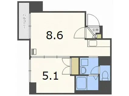 レジディア桑園(1LDK/2階)の間取り写真