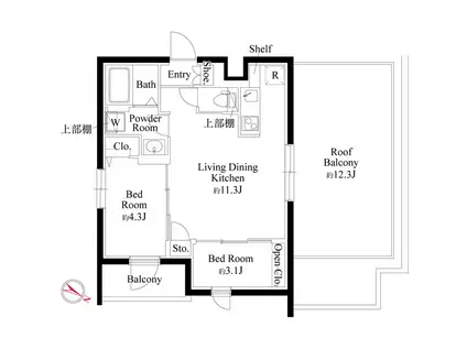 和田1丁目M(2LDK/4階)の間取り写真