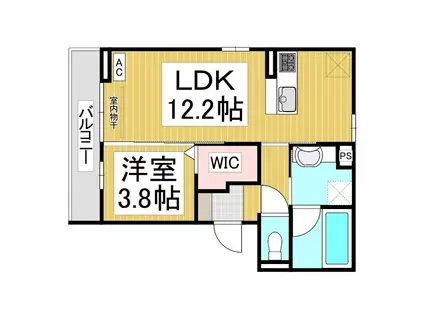 グランコスモHT(1LDK/2階)の間取り写真