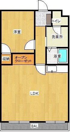 フロントヒルズII(1LDK/4階)の間取り写真