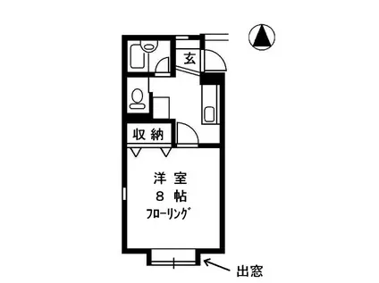 ミルフル鴨島(1K/2階)の間取り写真