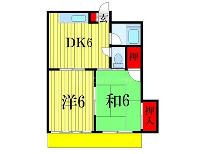 柏ハイツ(2DK/3階)の間取り写真