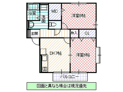 ほほえみC(2DK/1階)の間取り写真