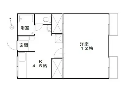 フラワーハイム(1K/2階)の間取り写真
