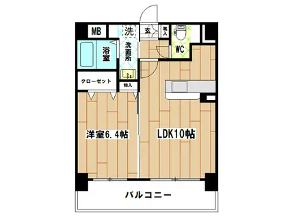 ノースステイツ片野(1LDK/4階)の間取り写真