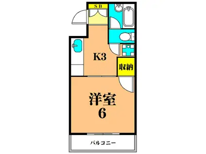 みなともハイツ南品川(1K/2階)の間取り写真