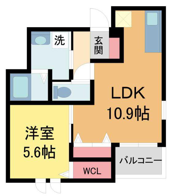 ポラリス(1LDK/2階)の間取り写真