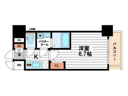 エスリード大阪上本町グリーズ(1K/4階)の間取り写真