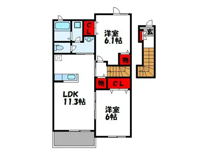 SOL VIENT COURT(2LDK/2階)の間取り写真