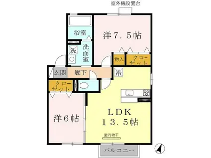 ウィルモア垂水(2LDK/1階)の間取り写真