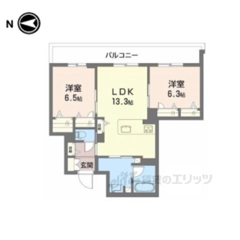 シャトードール リュミエール(2LDK/4階)の間取り写真
