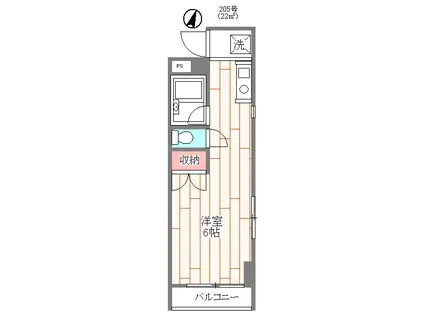 コスモつきみ野(ワンルーム/3階)の間取り写真